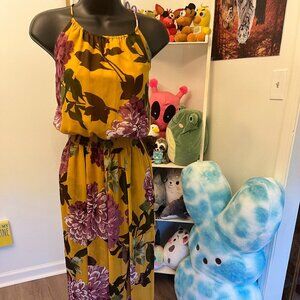 Sweet Storm Yellow Wide Leg Romper Size Large